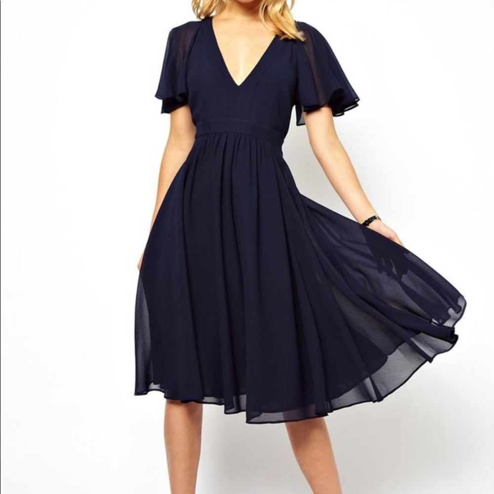 ASOS flutter sleeve midi dress